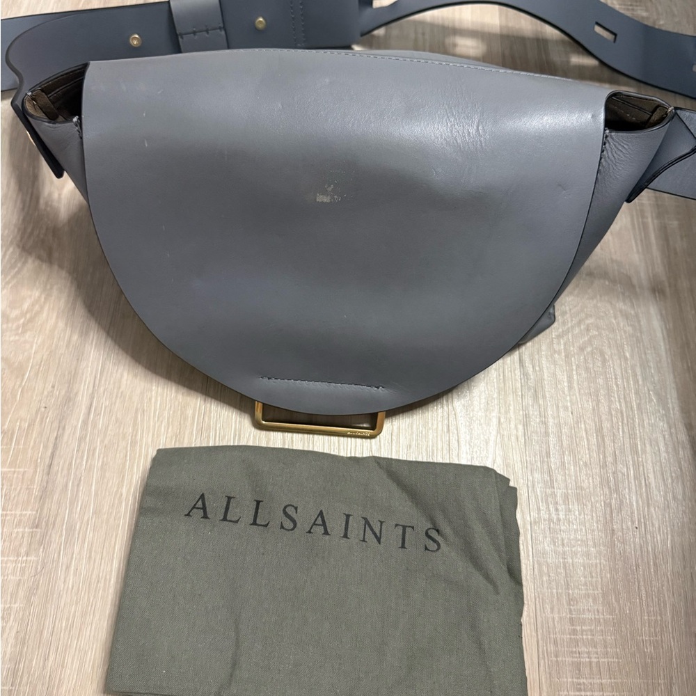 All Saints Charcoal Leather Crossbody Bag - Picture 6 of 10